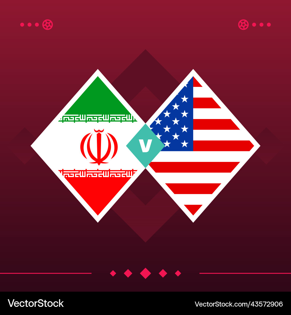 Iran usa world football 2022 match versus on red Vector Image