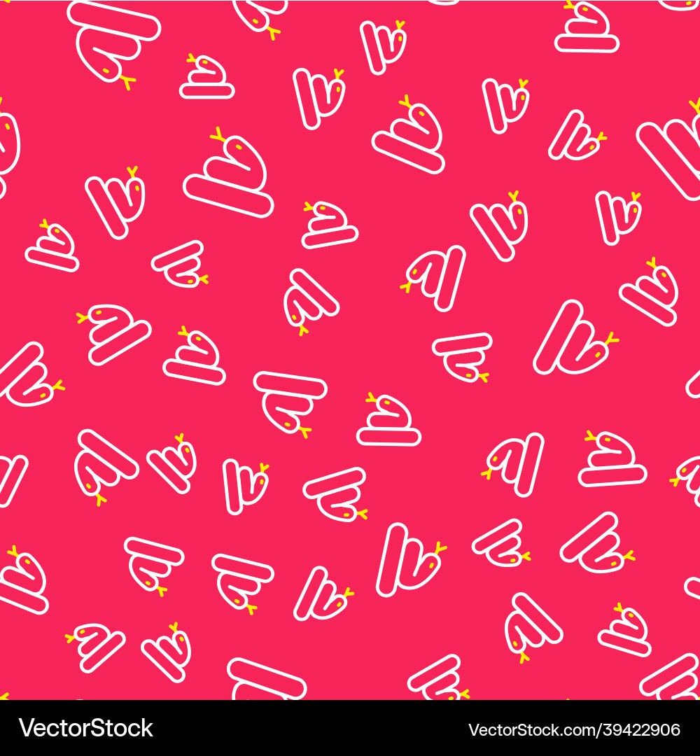 Line snake icon isolated seamless pattern on red Vector Image