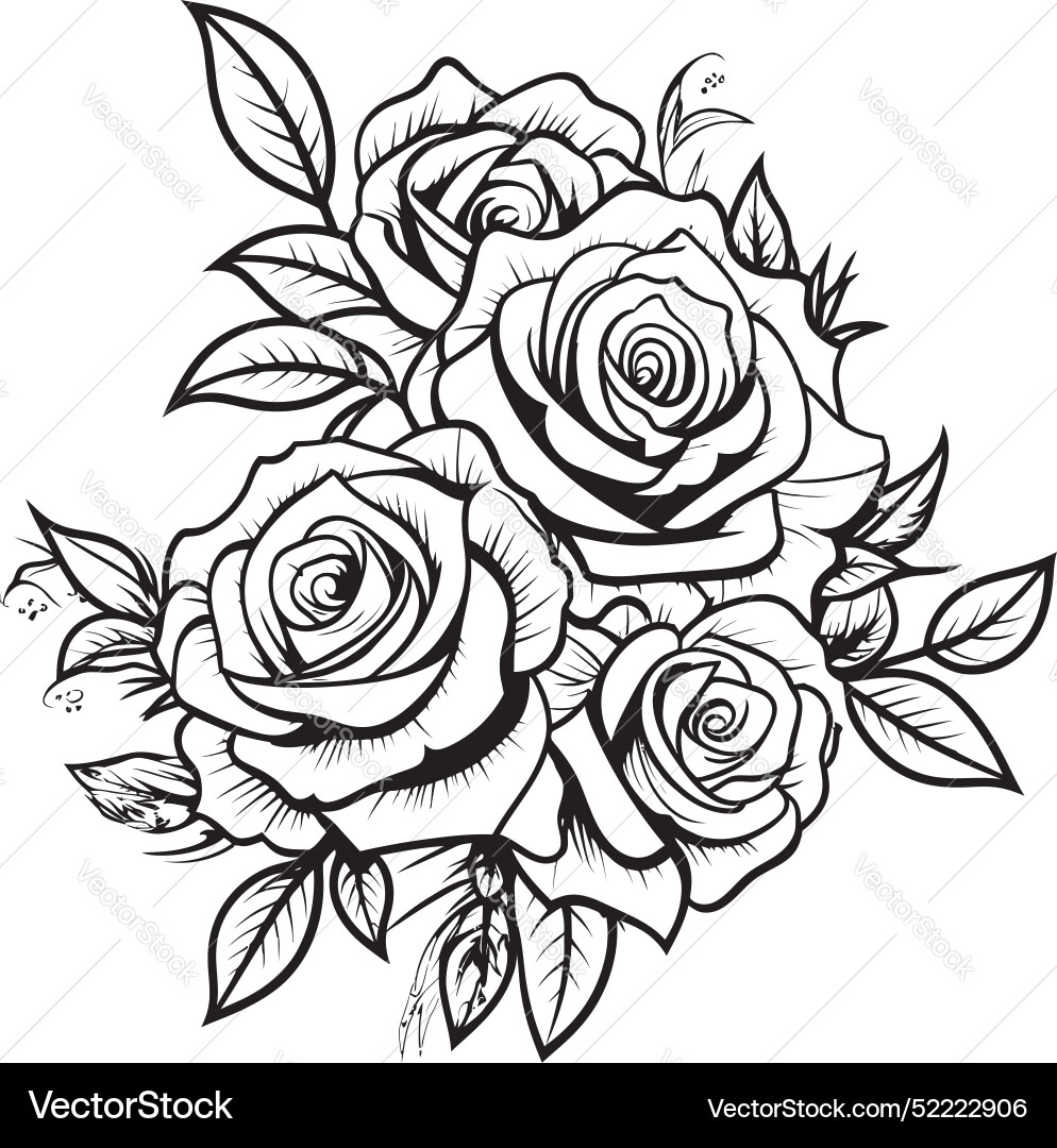 Linear botany black logo showcasing rose Vector Image