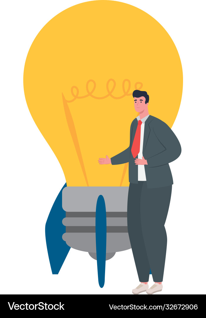 Man avatar with rocket light bulb design vector image