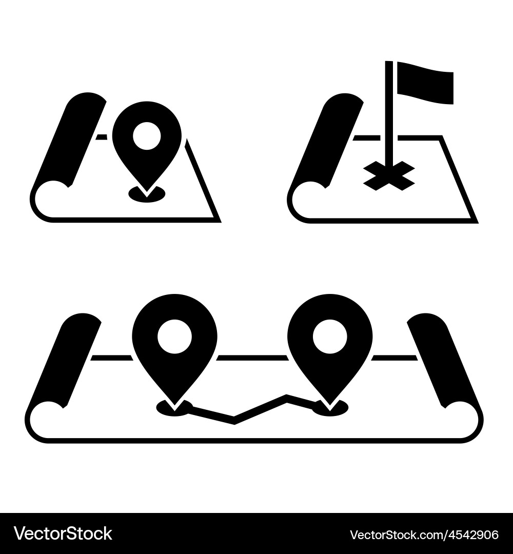 Navigation pin on map icons set vector image