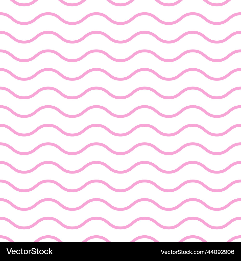Pink seamless wave pattern on white background vector image