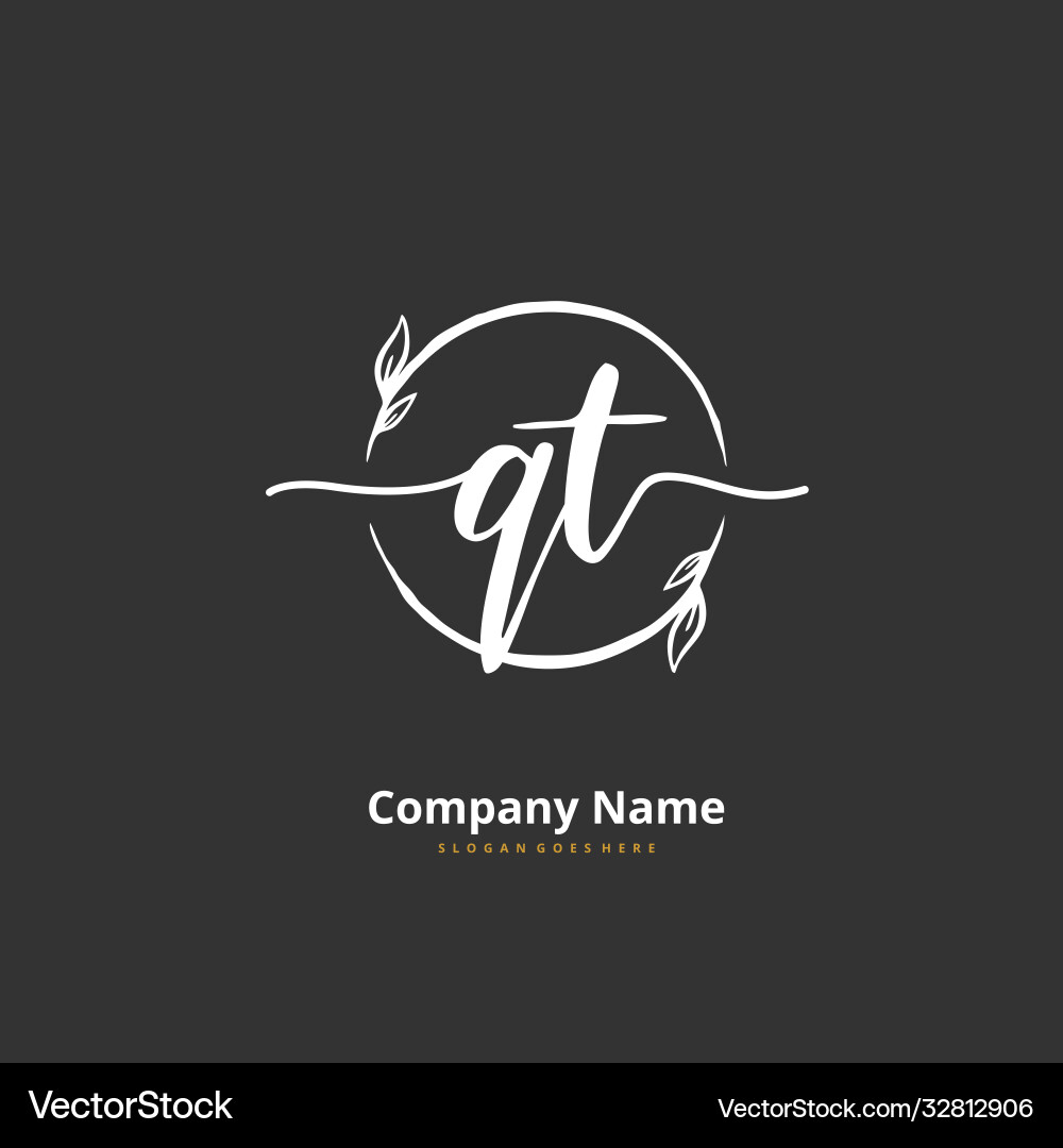 Q t qt initial handwriting and signature logo Vector Image