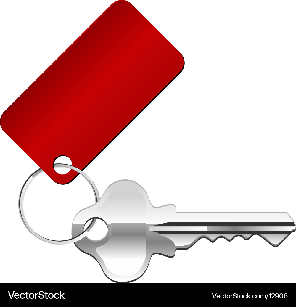 Red Key Icon with Label Vector Image