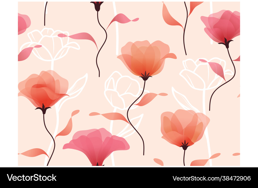 Seamless pattern with abstract leave and flower Seamless pattern with abstract leave and flower Vector Image
