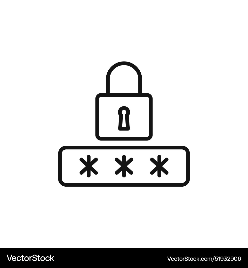 Secure password icon for cybersecurity and online vector image
