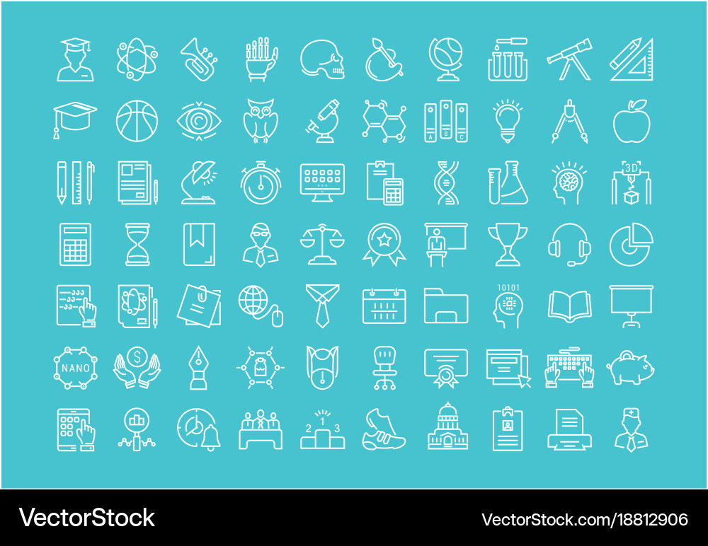 Set flat line icons university Vector Image