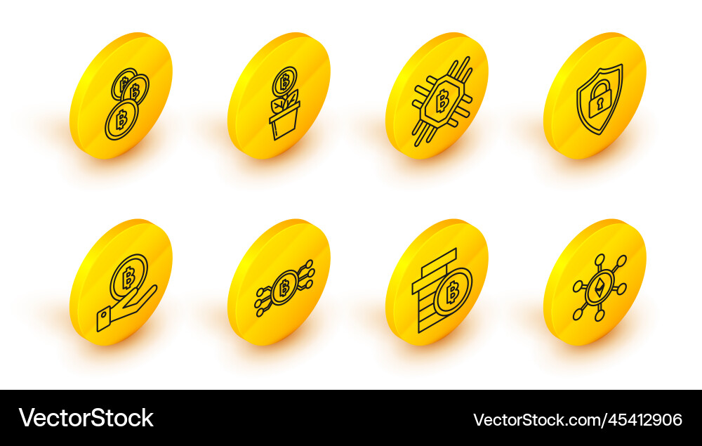 Set line blockchain technology ethereum eth Set line blockchain technology ethereum eth vector image