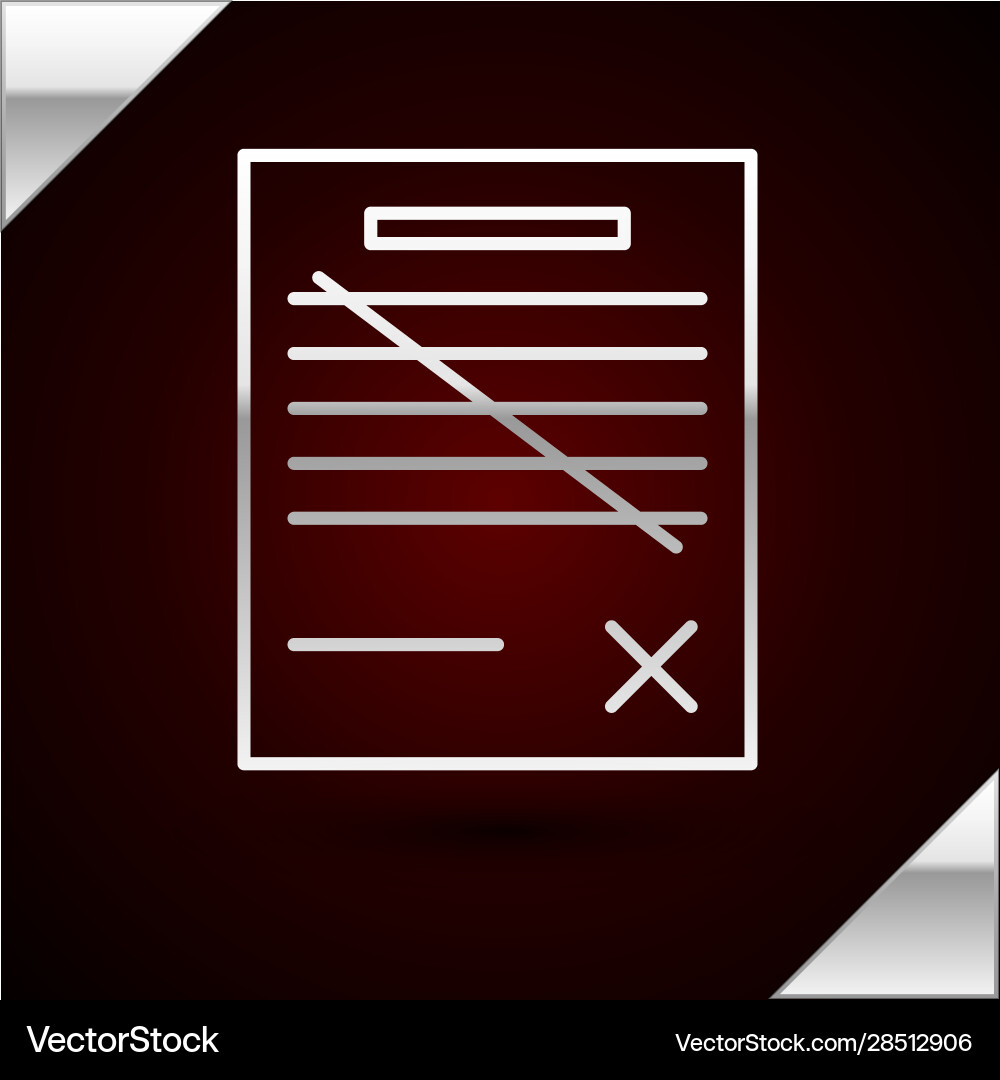Silver line delete file document icon isolated Vector Image