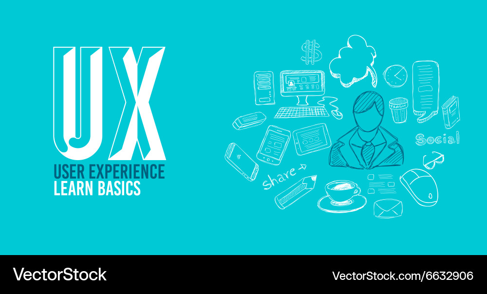Ux user experience background concept with doodle Vector Image