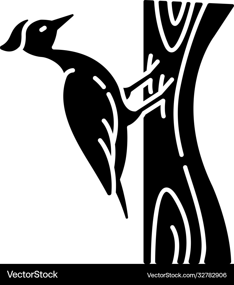 Woodpecker black glyph icon vector image