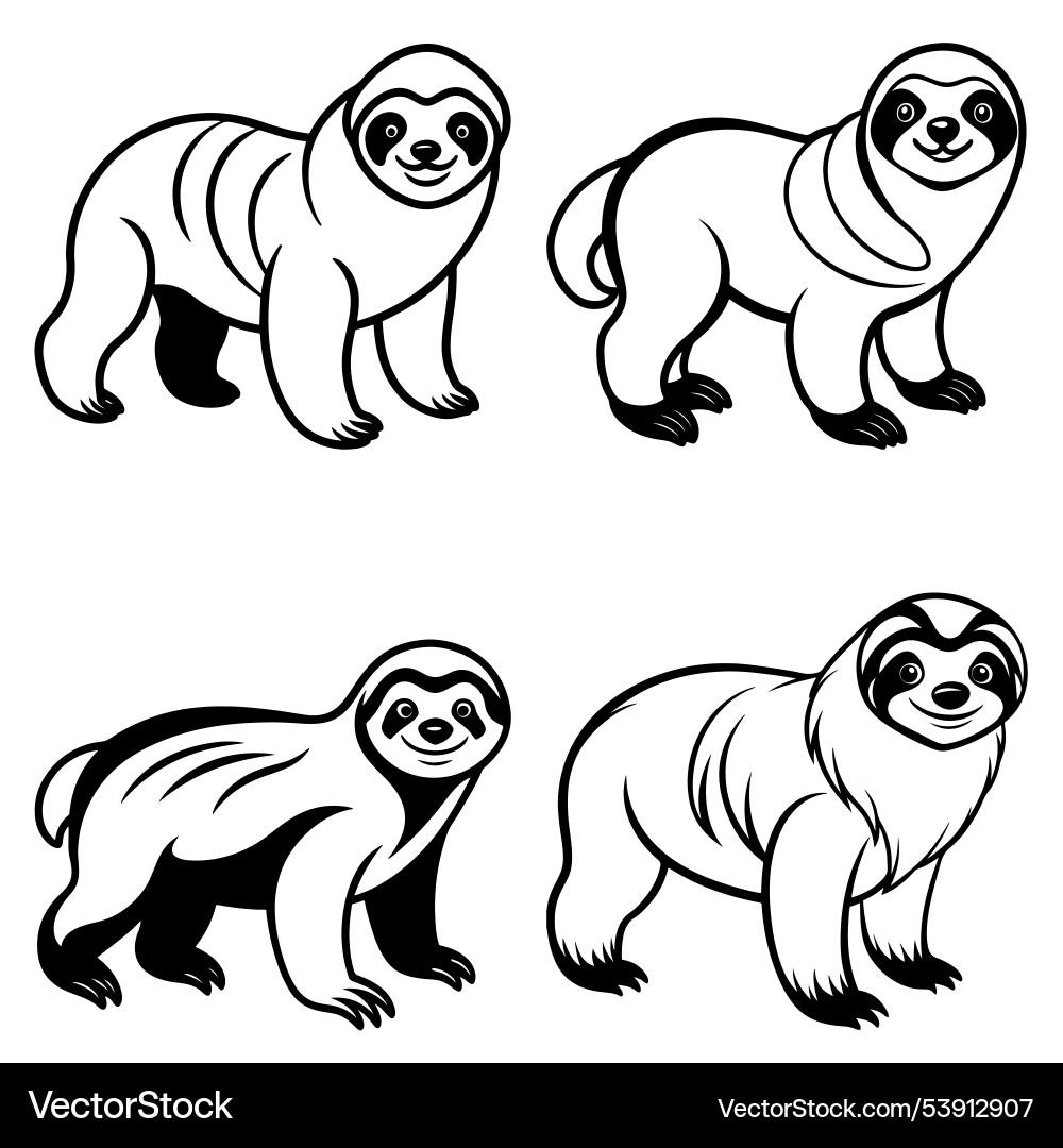 3d rendering of dynamic sloth silhouette line art 3d rendering of dynamic sloth silhouette line art Vector Image