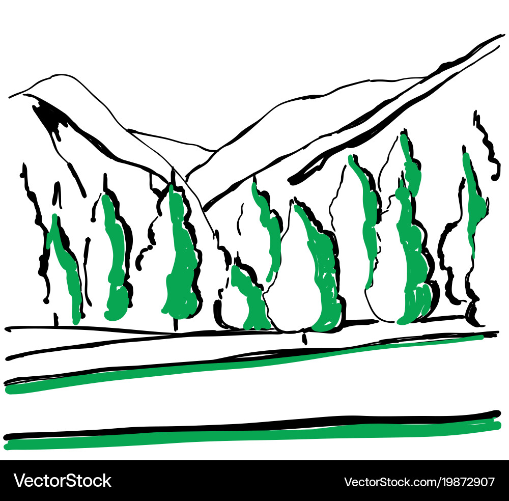 A path in mountains sketch background Vector Image