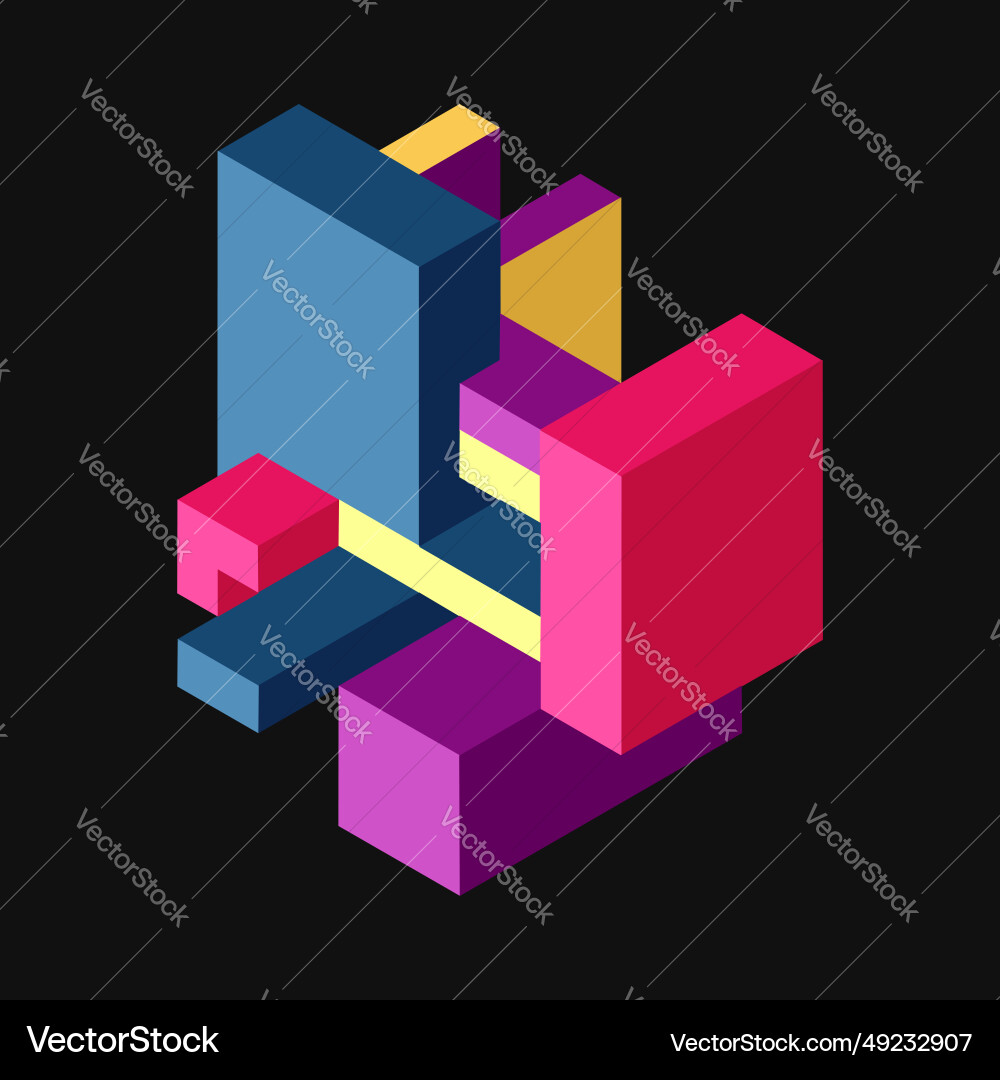 Abstract geometric background 3d rectangular Abstract geometric background 3d rectangular vector image