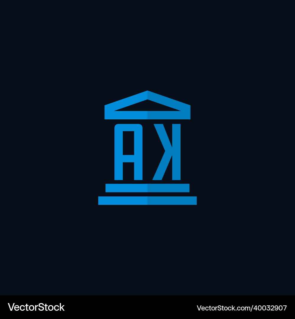 Ak initial logo monogram with simple courthouse Vector Image