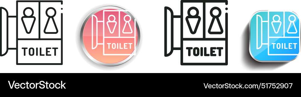 Bathroom icon thin linear regular and button Bathroom icon thin linear regular and button Vector Image