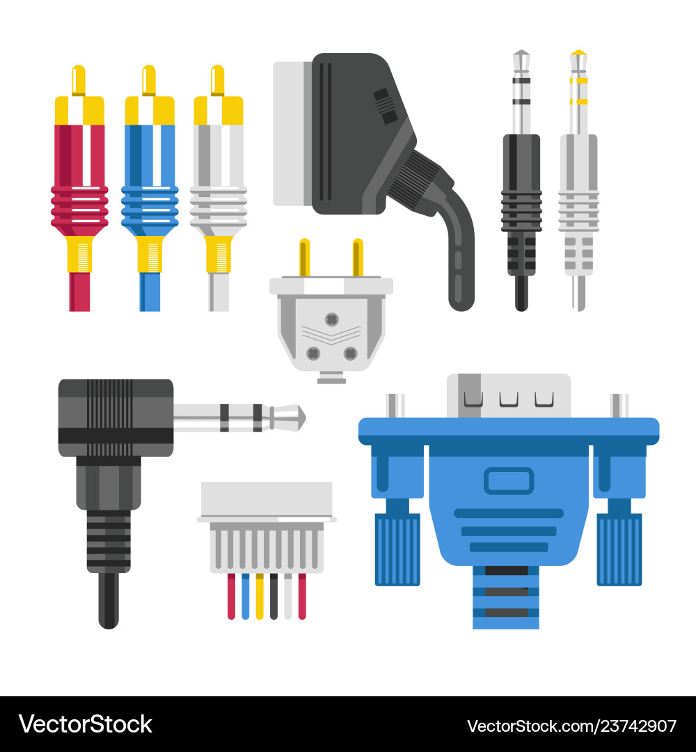 Cable and connector adapter plug technology Vector Image