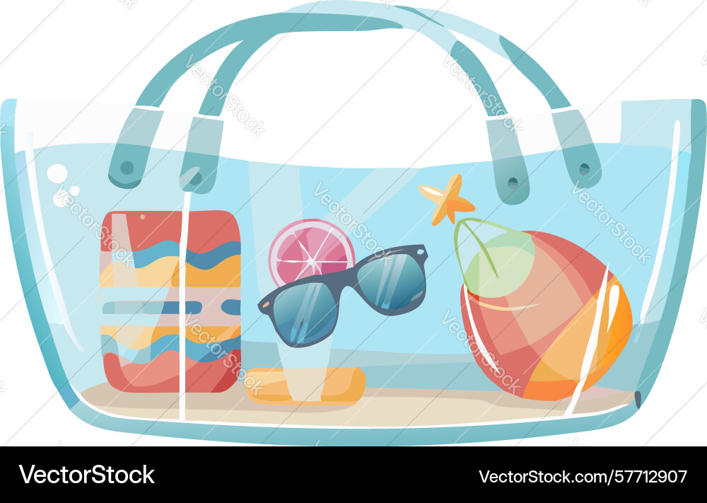 Clear tote bag with beach picnic items design Vector Image