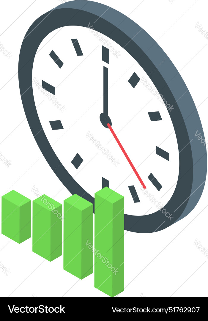 Clock counting down with growing bar chart Clock counting down with growing bar chart vector image