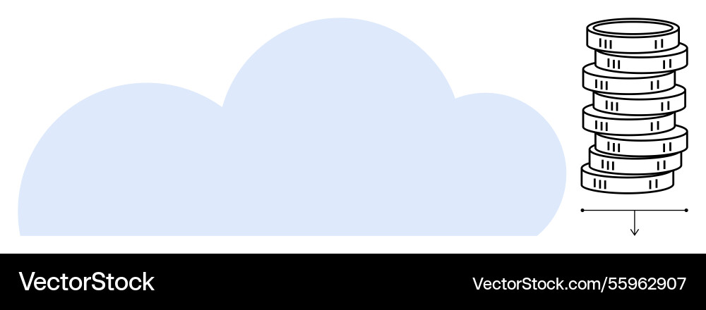 Cloud storage concept with a stack of coins Cloud storage concept with a stack of coins vector image