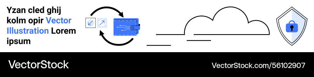 Cloud storage data transfer with security shield Cloud storage data transfer with security shield vector image