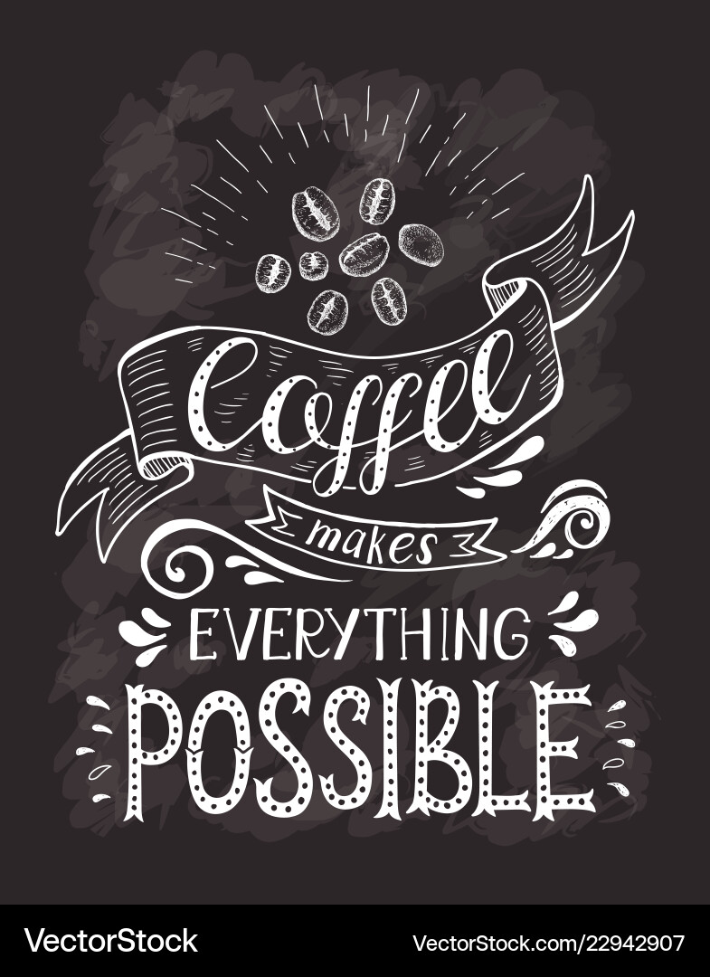Coffee banner with quote on the chalk board Coffee banner with quote on the chalk board vector image
