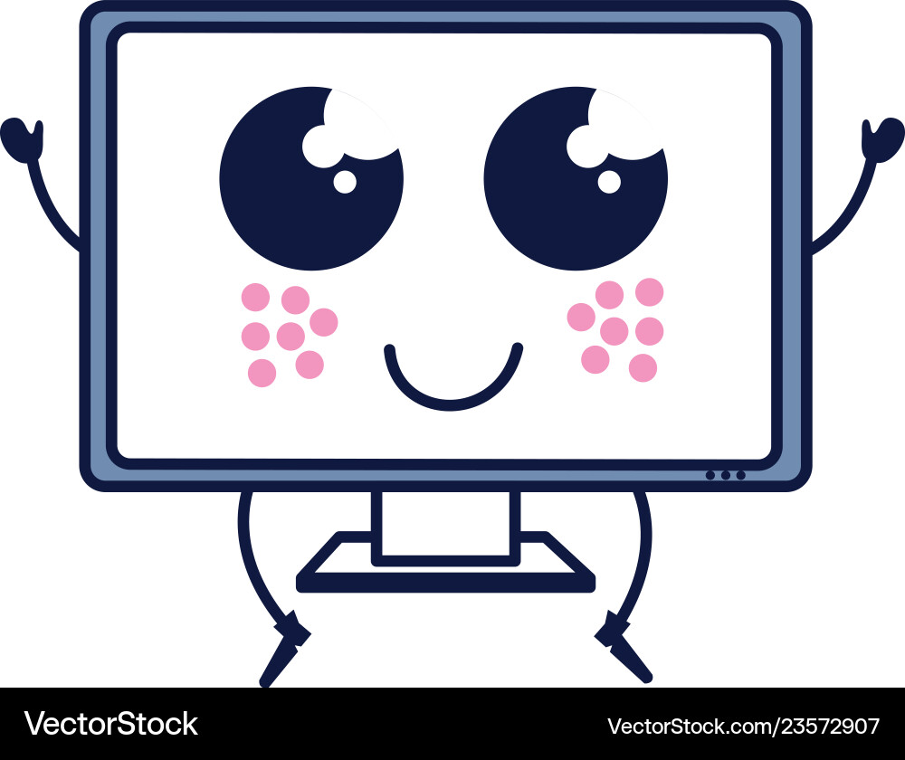 Computer display kawaii character Computer display kawaii character vector image