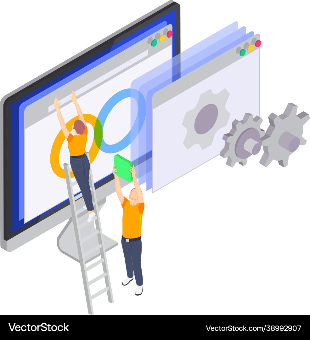 Computer window coding composition Computer window coding composition vector image