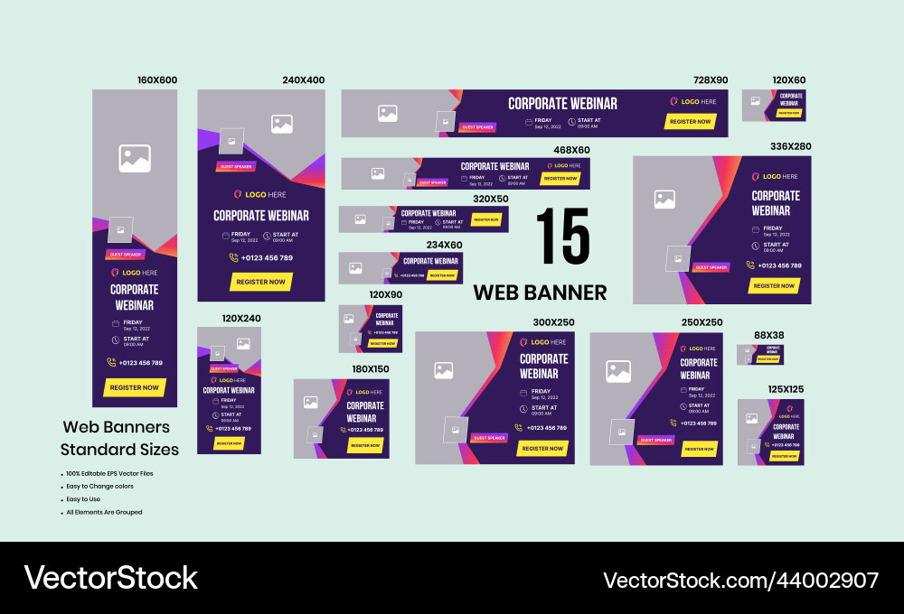 Corporate Webinar Web-Set Banner Design Vorlage Corporate Webinar Web-Set Banner Design Vorlage vektorbild
