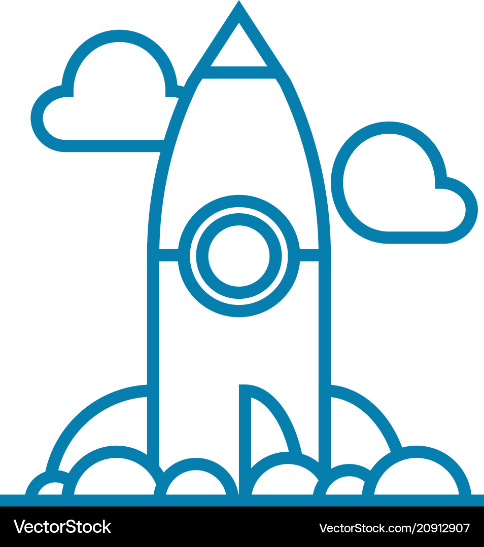 Cosmodrome linear icon concept line Cosmodrome linear icon concept line vector image