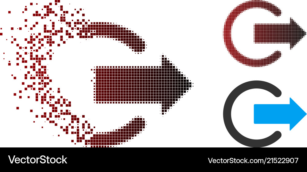 Decomposed pixel halftone logout icon Decomposed pixel halftone logout icon vector image