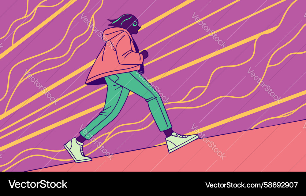 Dynamic figure running with vibrant abstract Vector Image
