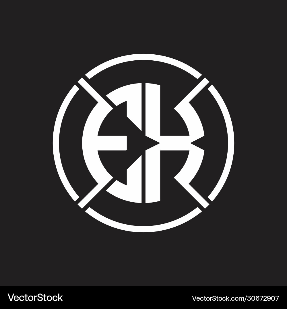 Ex logo monogram with four part circle slash vector image