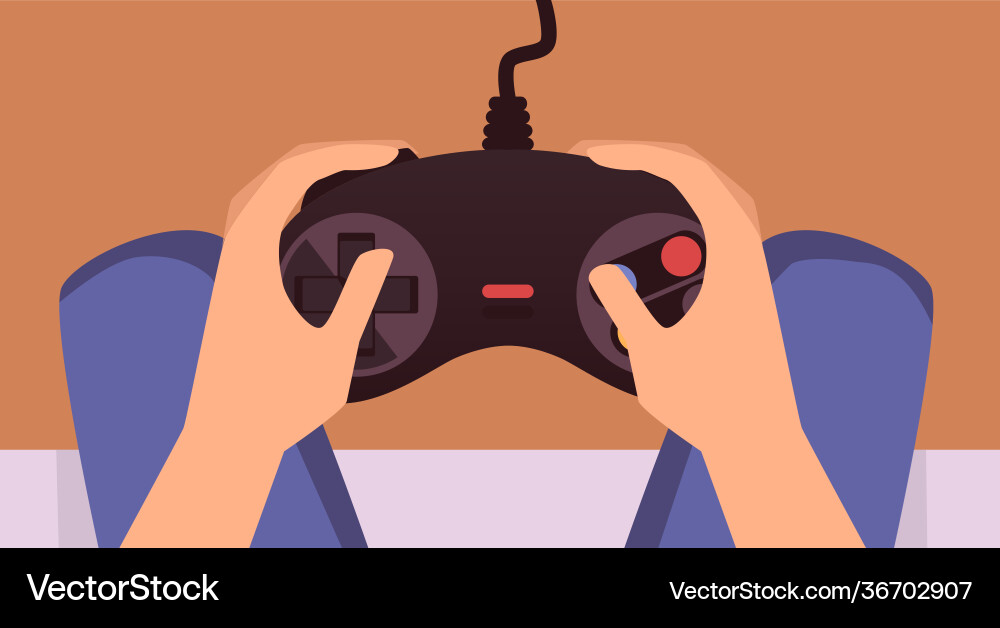 Gamer Holding Controller Vector Image