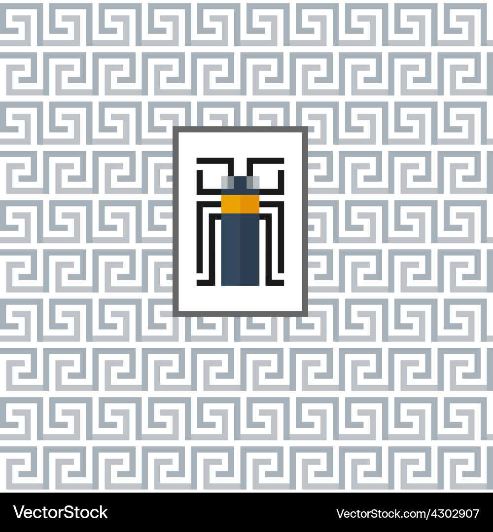 Geometric pattern with a beetle in the center Vector Image