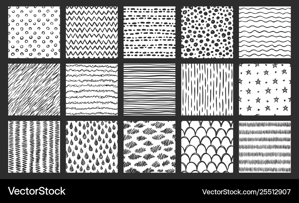 Hand Drawn Sketch Texture Patterns vector image