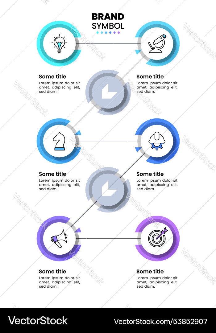 Infographic template vertical line with 6 steps vector image