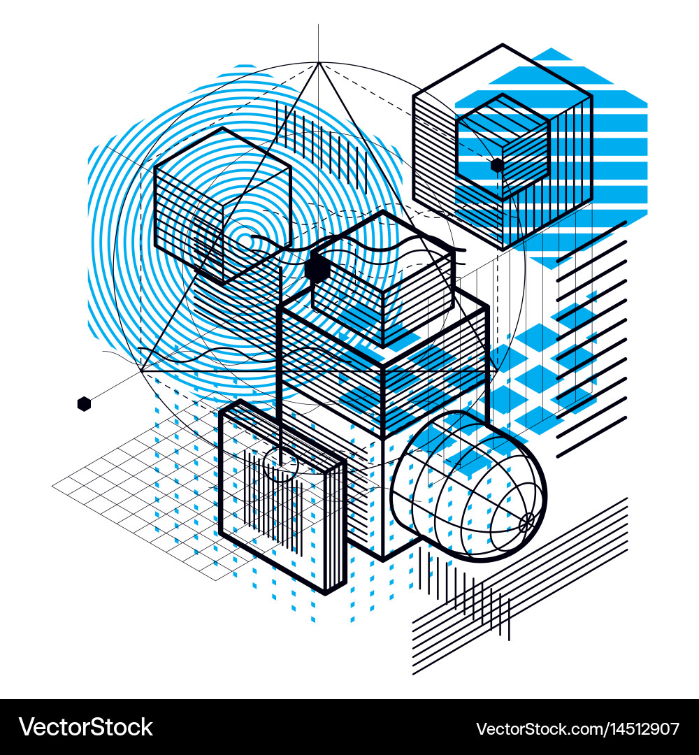 Isometric linear abstract background lined Vector Image