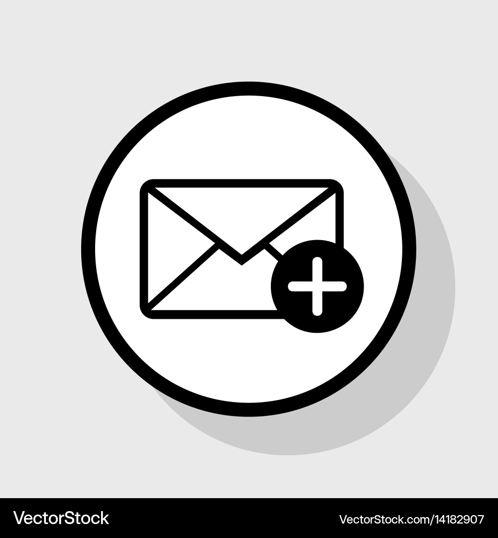 Mail sign with add mark flat vector image