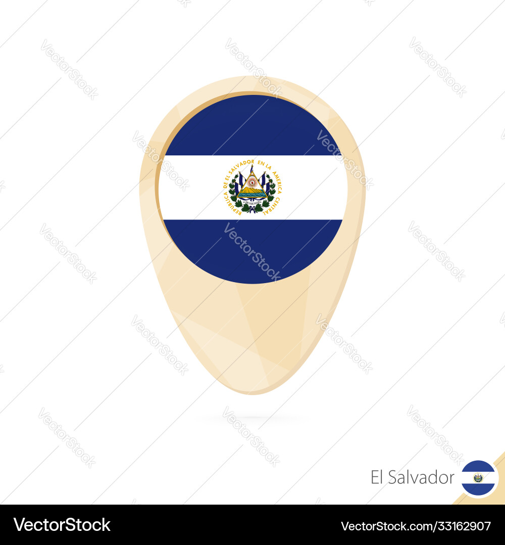 Map pointer with flag el salvador orange Vector Image