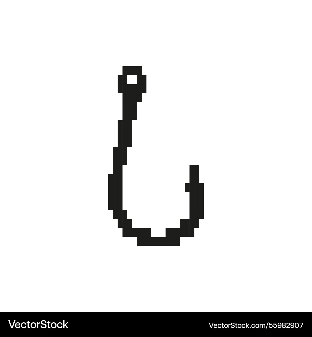 Minimalist pixel art hook design in simple vector image