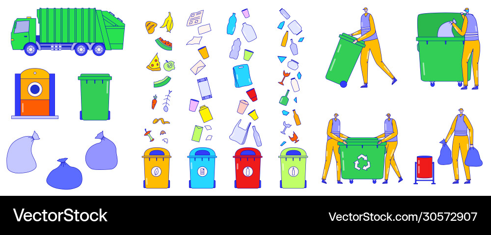 Müllsammeldienst Sortierung Müll-Icons Müllsammeldienst Sortierung Müll-Icons vektorbild