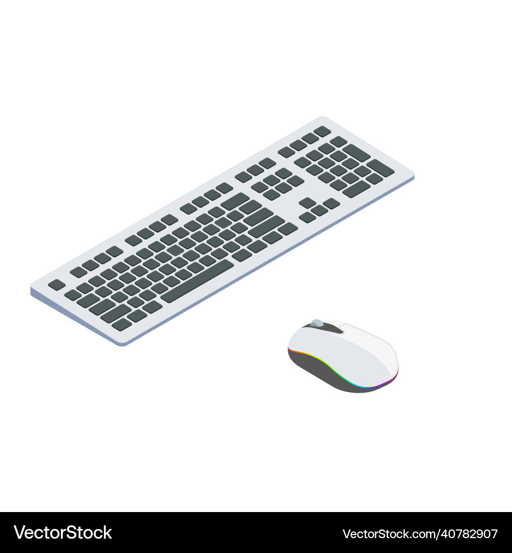 Modern Computer Keyboard & Mouse Isometric Vector Image