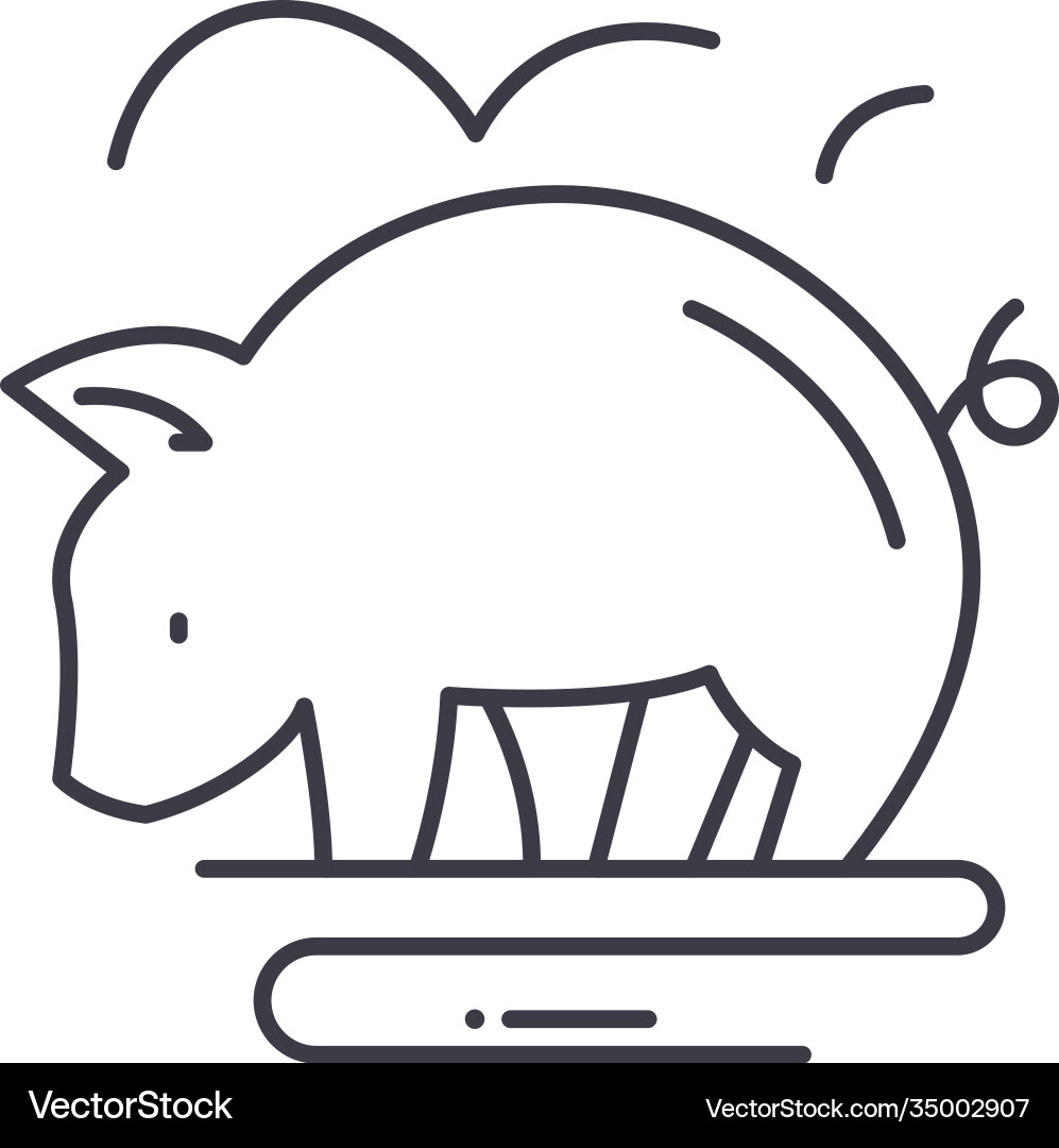 Pig icon linear isolated thin line Pig icon linear isolated thin line vector image