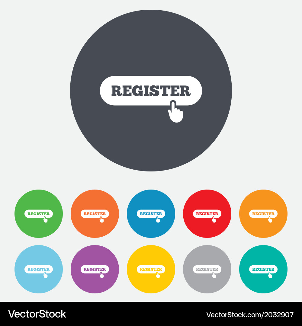 Register with hand pointer icon membership vector image