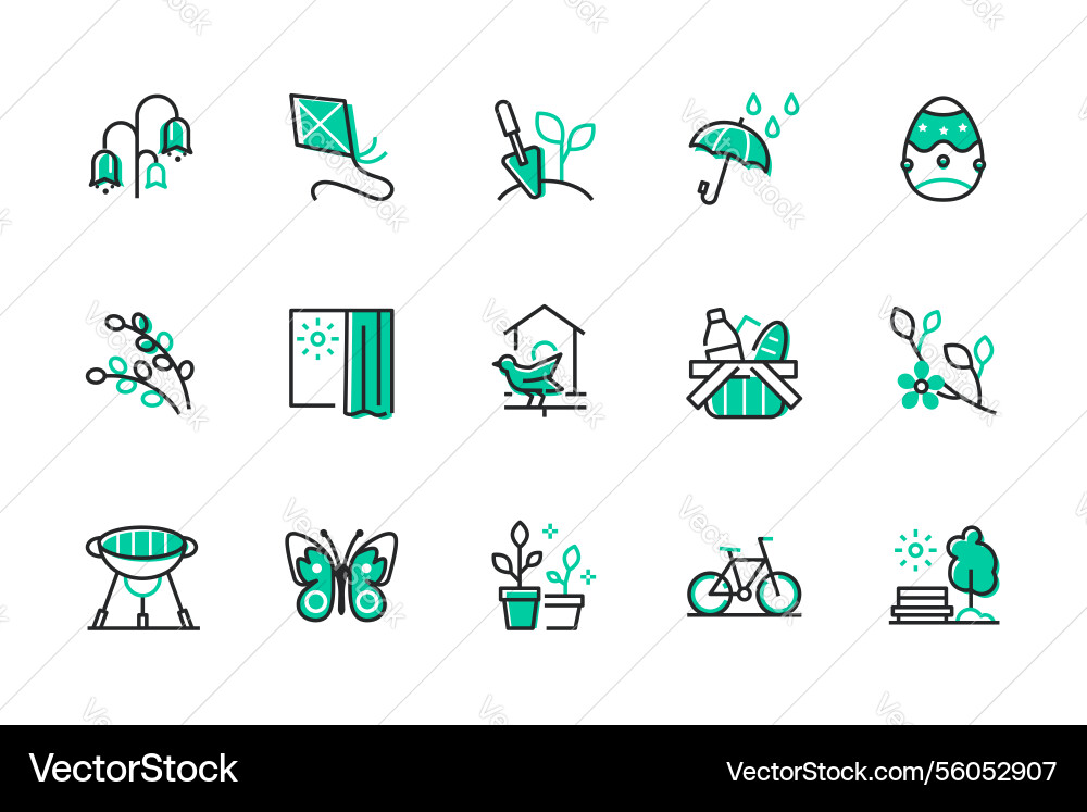 Spring features - set of line design style icons Spring features - set of line design style icons vector image