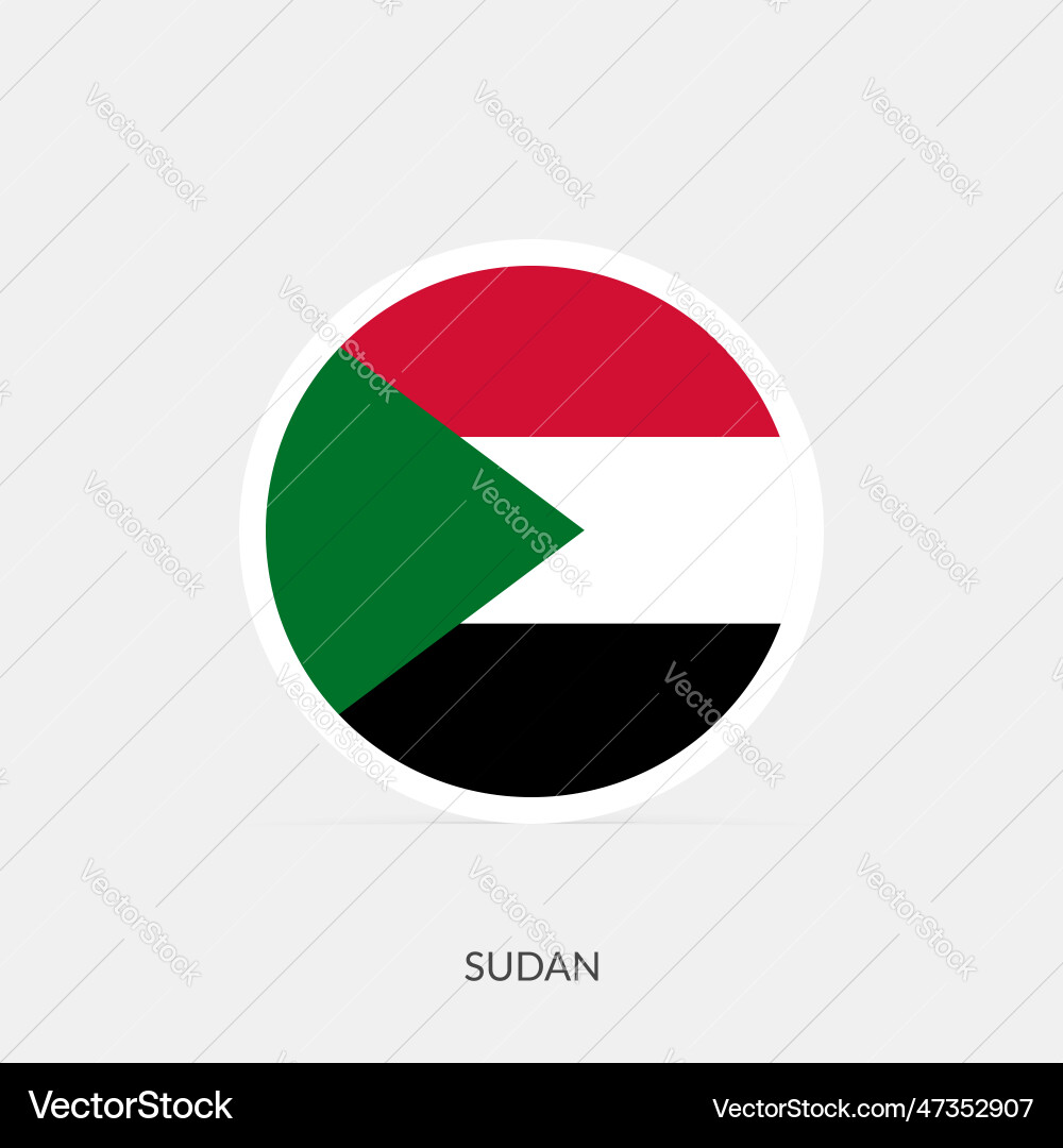 Sudan round flag icon with shadow vector image