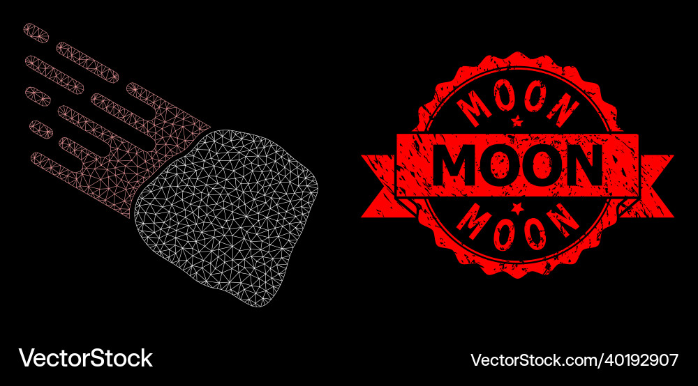 Textured moon seal and web net stone meteorite Textured moon seal and web net stone meteorite vector image