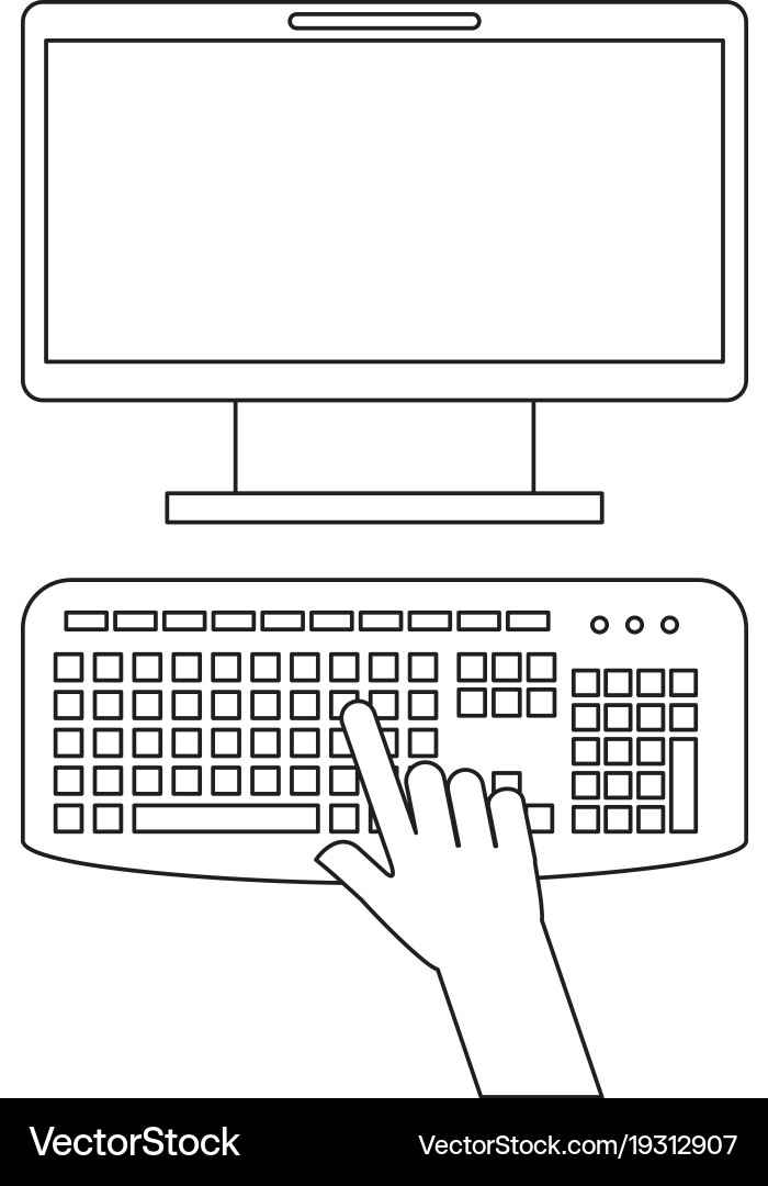 User with computer desktop vector image