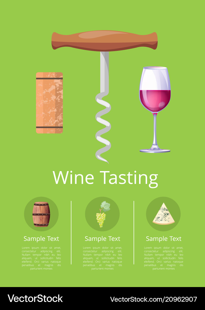 Wine tasting promotional poster with corkscrew Wine tasting promotional poster with corkscrew vector image